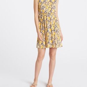 Floral Yellow and Blue Women's Dress